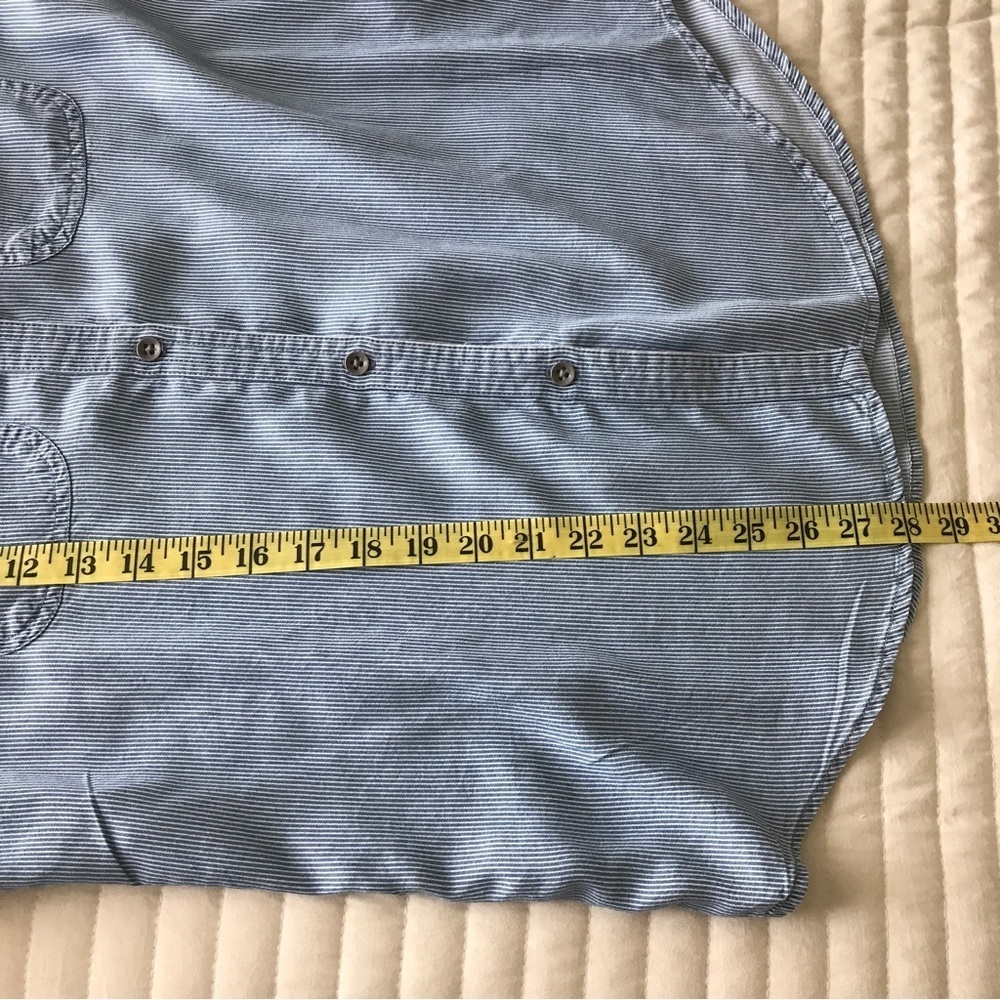 Chaps size M long sleeve button up shirt blue/white small stripe - Picture 7 of 8